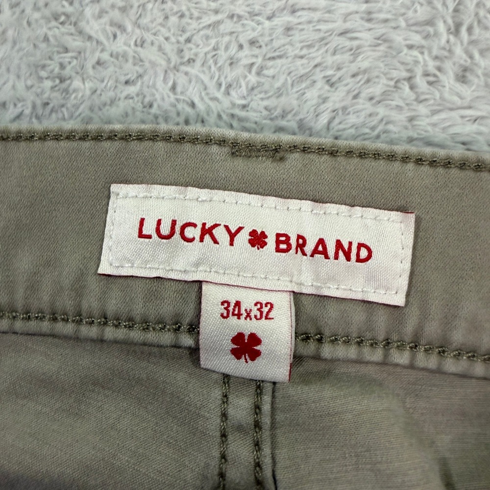 Lucky Brand Mens 34x32 121 Slim Straight Pants Beige Khaki Cotton Stretch Casual - Picture 8 of 14
